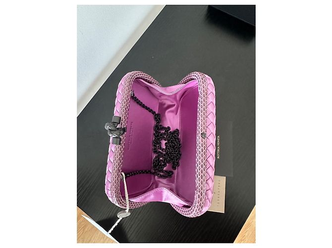 Pochette Knot Bottega Veneta in seta viola Porpora - vista 9