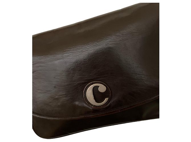 Carven Bolsa baguete com alça removível e forrada 60/70s Couro liso chocolate esculpido - vista 2