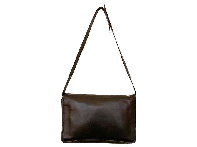 Carven Bolsa baguete com alça removível e forrada 60/70s Couro liso chocolate esculpido - vista 3