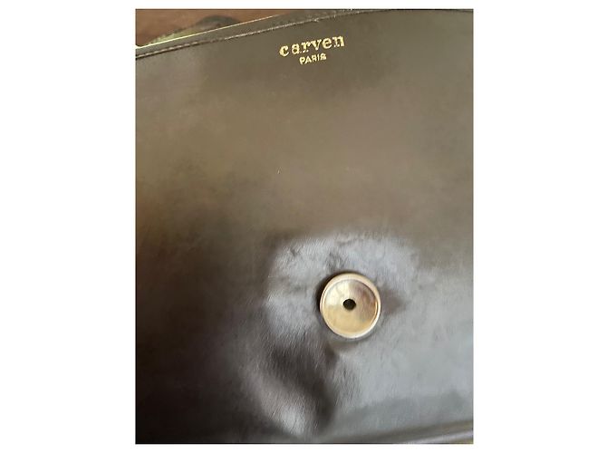 Carven Bolsa baguete com alça removível e forrada 60/70s Couro liso chocolate esculpido - vista 4
