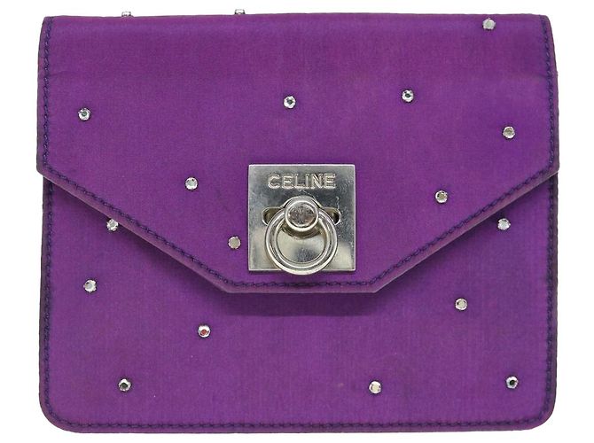 Céline Custodia a catena CELINE Satin Purple Auth 64134 Porpora - vista 13