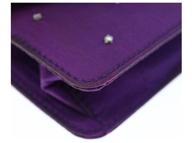 Céline Custodia a catena CELINE Satin Purple Auth 64134 Porpora - vista 14