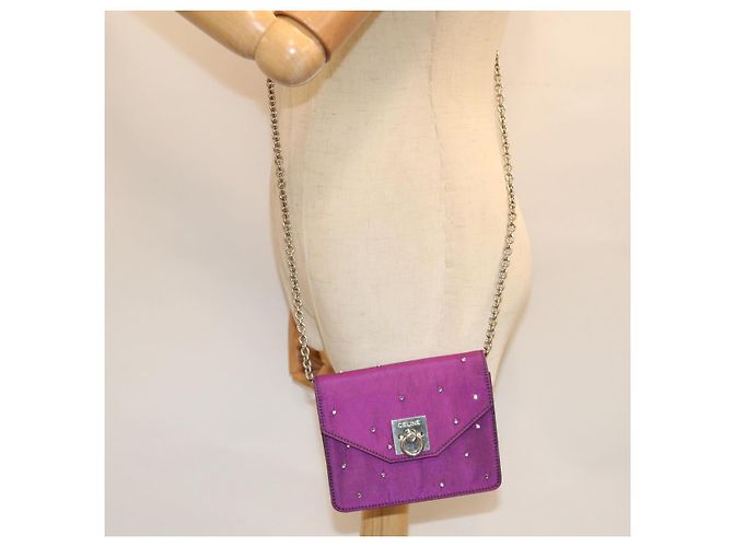 Céline Custodia a catena CELINE Satin Purple Auth 64134 Porpora - vista 22