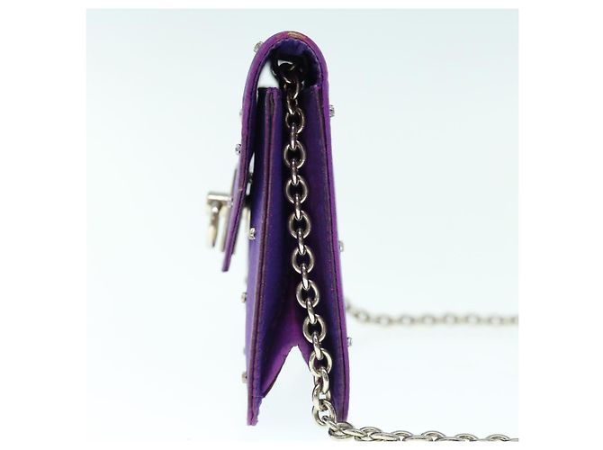 Céline Custodia a catena CELINE Satin Purple Auth 64134 Porpora - vista 4