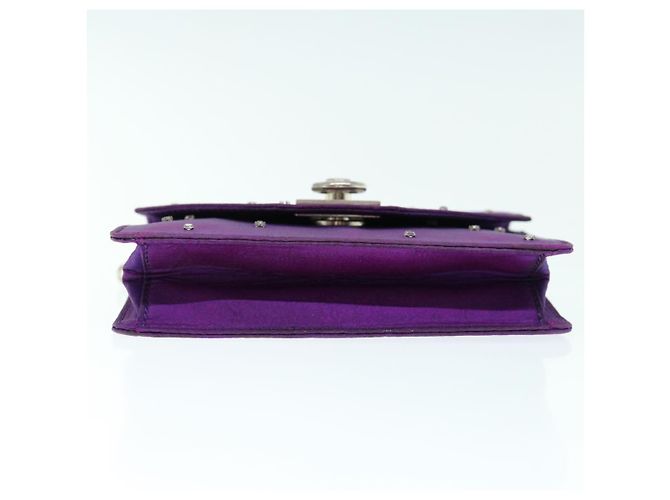 Céline Custodia a catena CELINE Satin Purple Auth 64134 Porpora - vista 5