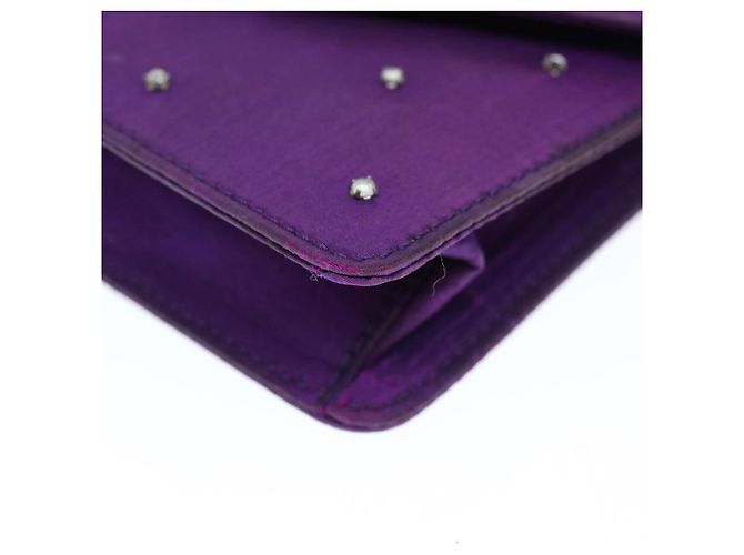 Céline Custodia a catena CELINE Satin Purple Auth 64134 Porpora - vista 9