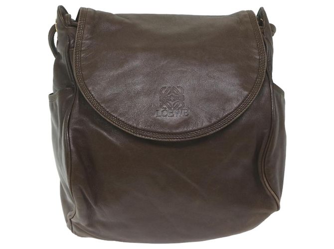 LOEWE Borsa a spalla Anagram Pelle Marrone Auth ar11319 - vista 13
