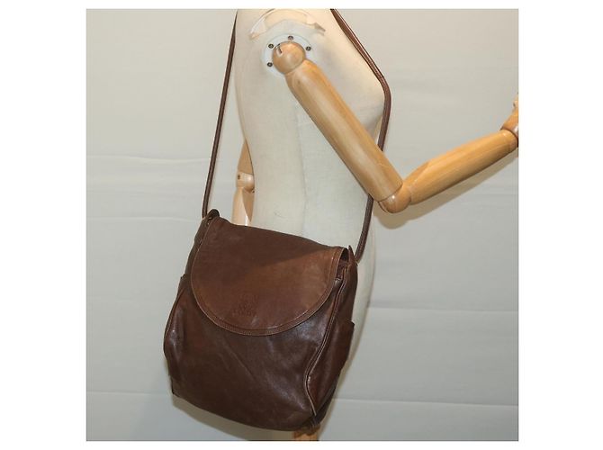LOEWE Borsa a spalla Anagram Pelle Marrone Auth ar11319 - vista 21