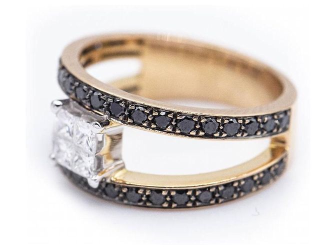 Autre Marque Anello in oro e diamanti Montatura invisibile. Nero D'oro - vista 4