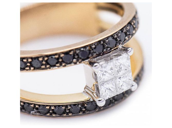 Autre Marque Anello in oro e diamanti Montatura invisibile. Nero D'oro - vista 5