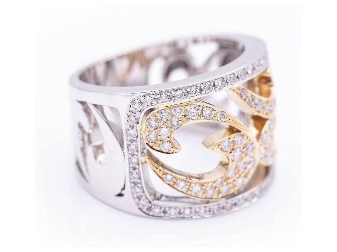 Autre Marque Anello in Oro Bianco e Rosa con Diamanti. Argento D'oro - vista 2
