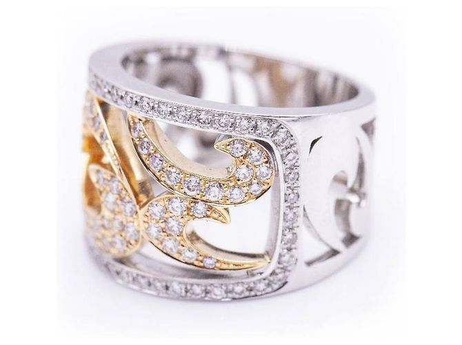 Autre Marque Anello in Oro Bianco e Rosa con Diamanti. Argento D'oro - vista 4