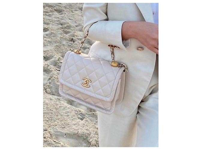 Chanel Boy Bag Pink and Cream Shiny Leather Beige - view 2