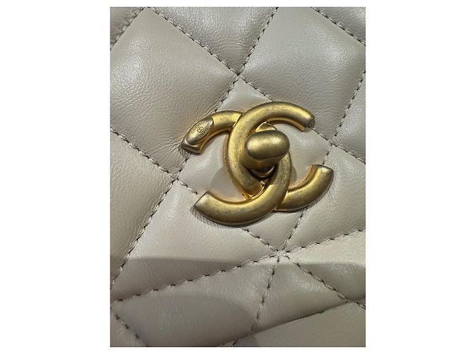 Chanel Boy Bag Pink and Cream Shiny Leather Beige - view 6