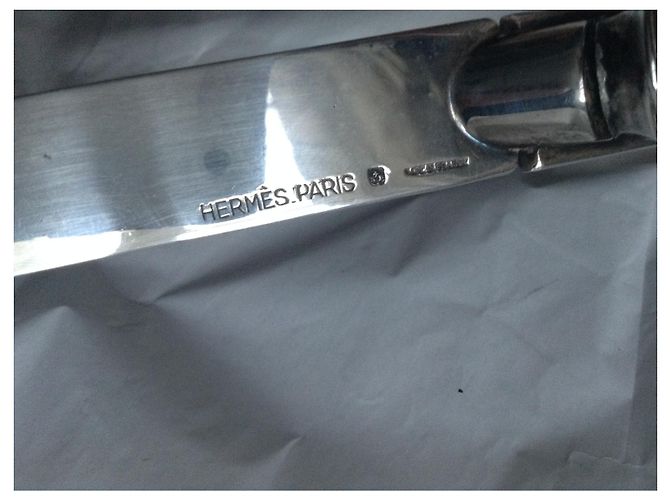Loupe de bureau Hermès en métal argenté - vue 2