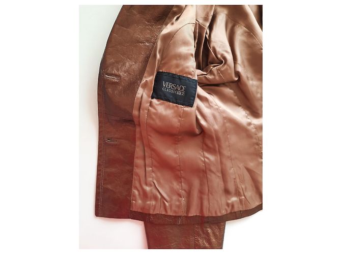 Gianni Versace VERSACE Classic V2 Chiodo-Lederjacke für Damen Braun - Ansicht 14