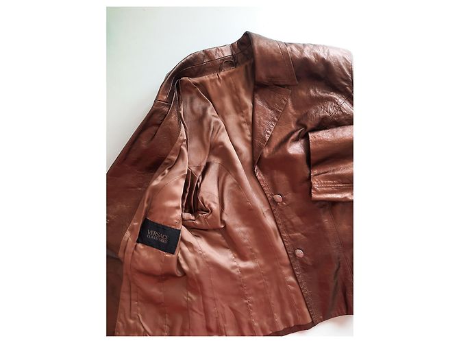 Gianni Versace VERSACE Classic V2 Chiodo-Lederjacke für Damen Braun - Ansicht 15