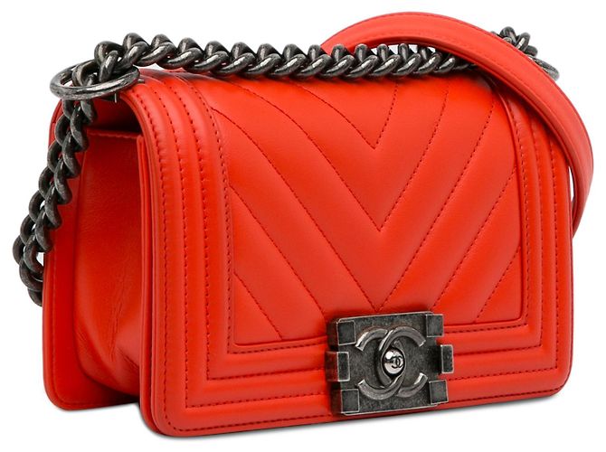 Borsa con patta Chanel piccola rossa Chevron Boy Rosso - vista 2