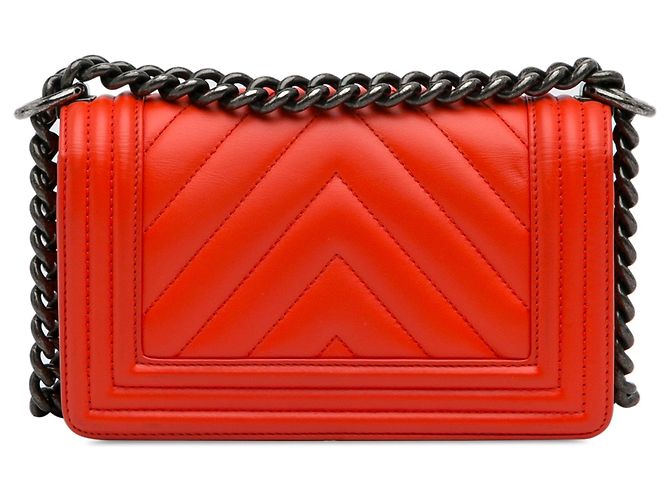 Borsa con patta Chanel piccola rossa Chevron Boy Rosso - vista 3