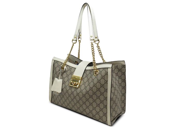 Padlock Gucci Braune mittelgroße GG Supreme Vorhängeschloss-Einkaufstasche - Ansicht 2