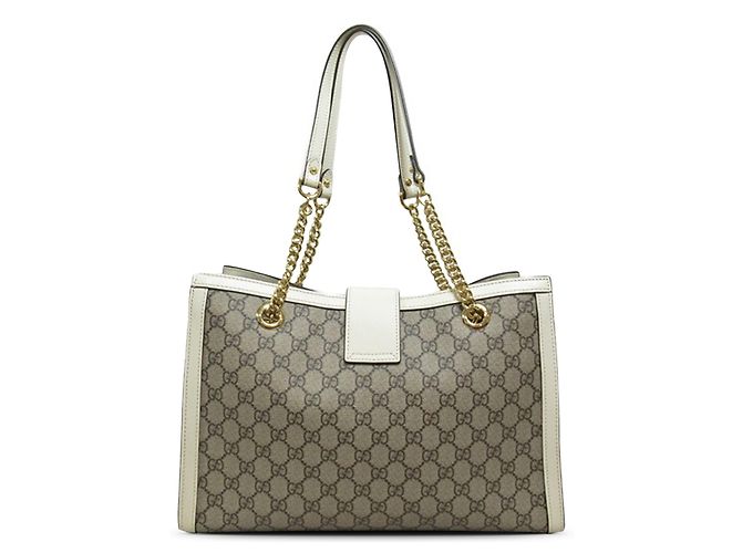 Padlock Gucci Braune mittelgroße GG Supreme Vorhängeschloss-Einkaufstasche - Ansicht 3
