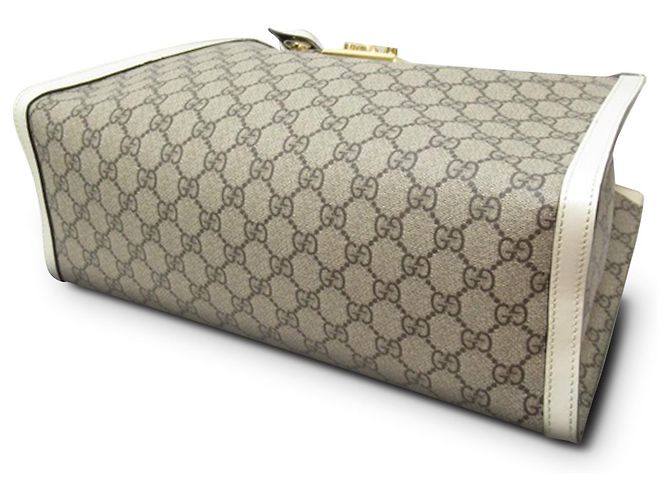 Padlock Gucci Braune mittelgroße GG Supreme Vorhängeschloss-Einkaufstasche - Ansicht 4