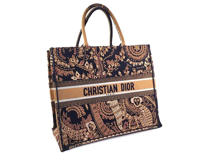 Dior Blue Große Dior Animals Monkey Book Tote Blau Orange Marineblau - Ansicht 2
