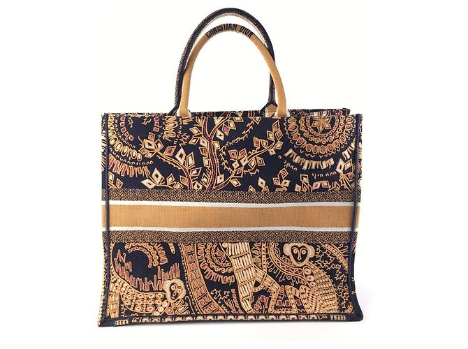 Dior Blue Große Dior Animals Monkey Book Tote Blau Orange Marineblau - Ansicht 4