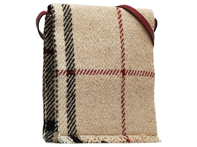 Bolsa Burberry Brown Wool House Check Marrom Bege - vista 2