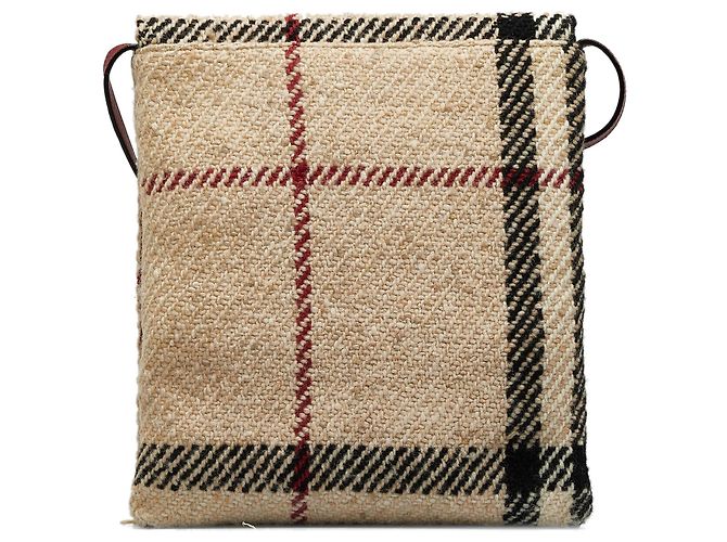 Bolsa Burberry Brown Wool House Check Marrom Bege - vista 3