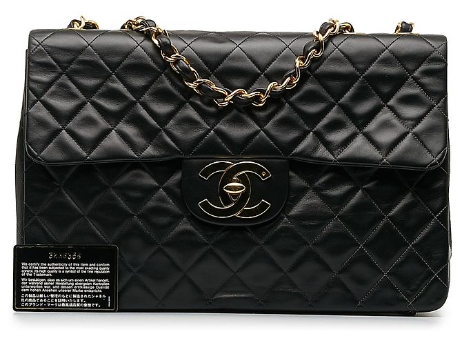 Chanel Black Jumbo XL Classic Lammfell Maxi Single Flap Schwarz - Ansicht 13