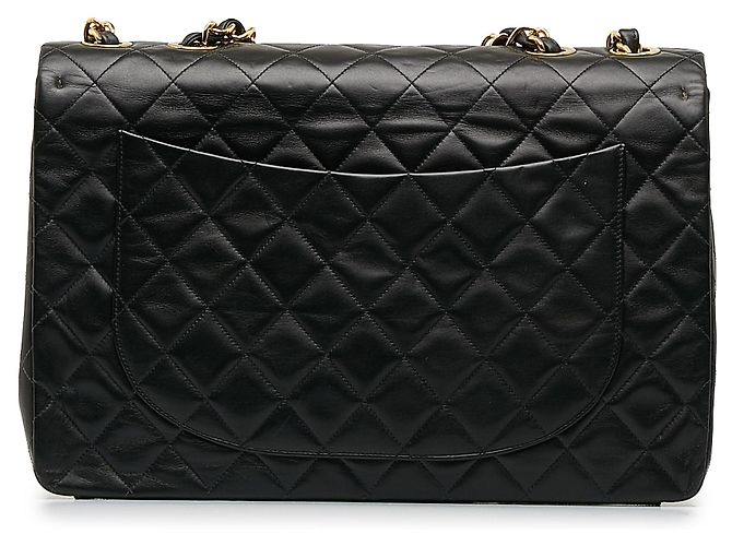 Chanel Black Jumbo XL Classic Lammfell Maxi Single Flap Schwarz - Ansicht 3