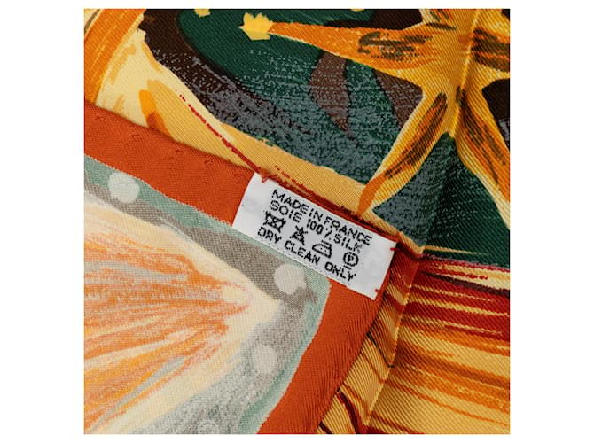 Hermès Sciarpa di seta Hermes verde Feux Du Ciel - vista 3
