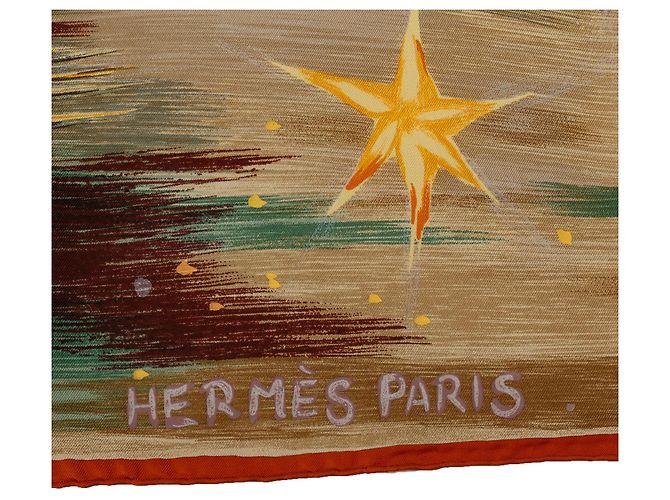 Hermès Sciarpa di seta Hermes verde Feux Du Ciel - vista 5
