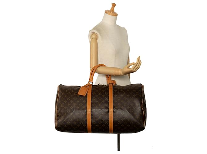 Louis Vuitton Brown Monogram Keepall 55 Marrone - vista 12