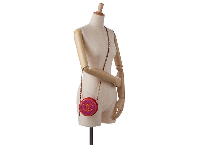 Borsa a tracolla in filigrana CC rosa Chanel - vista 11