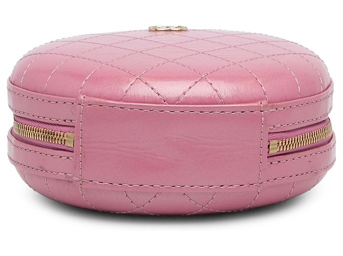 Borsa a tracolla CC a catena rotonda Chanel in pelle di agnello rosa - vista 5