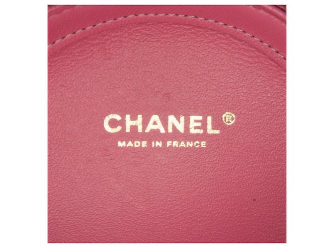 Borsa a tracolla CC a catena rotonda Chanel in pelle di agnello rosa - vista 7