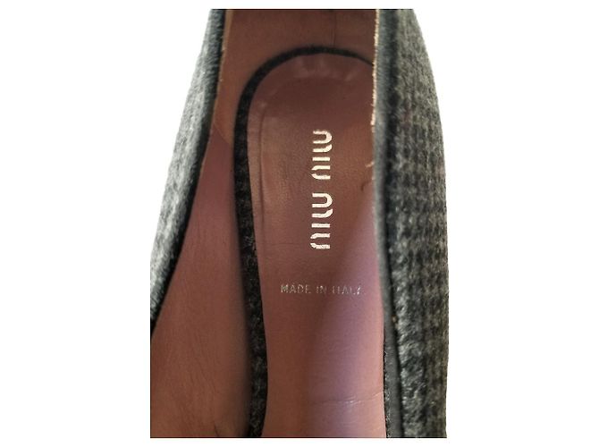 Décolleté Miu Miu pied de poule nero e grigio in cotone - vista 8