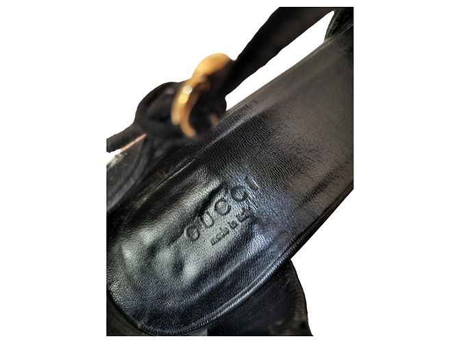 Décolleté Gucci in vernice nera con plateau e cinturino Nero - vista 10