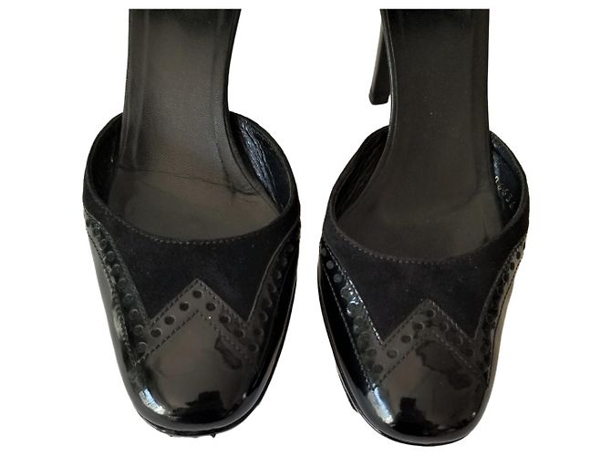 Décolleté Gucci in vernice nera con plateau e cinturino Nero - vista 5