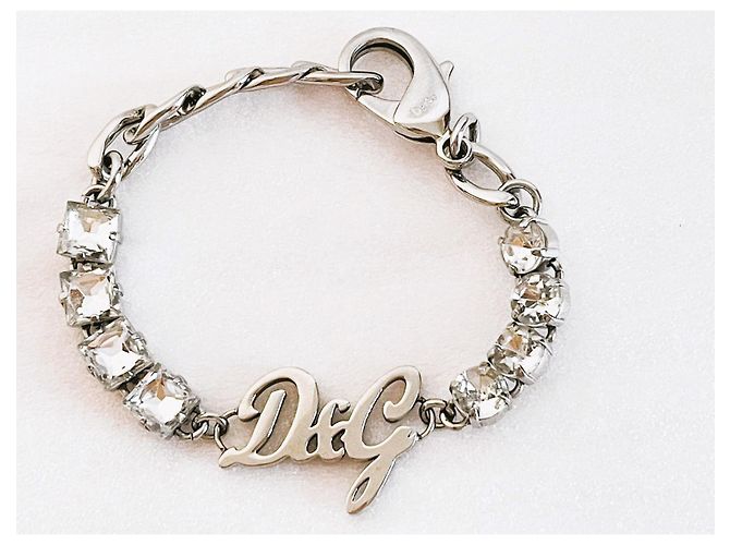 Dolce & Gabbana Stupendo bracciale D&G in acciaio con cristalli quadrati e tondi Argento - vista 12