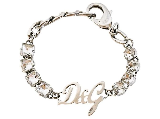 Dolce & Gabbana Stupendo bracciale D&G in acciaio con cristalli quadrati e tondi Argento - vista 2