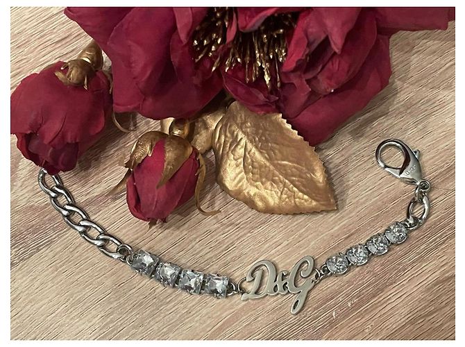 Dolce & Gabbana Stupendo bracciale D&G in acciaio con cristalli quadrati e tondi Argento - vista 3