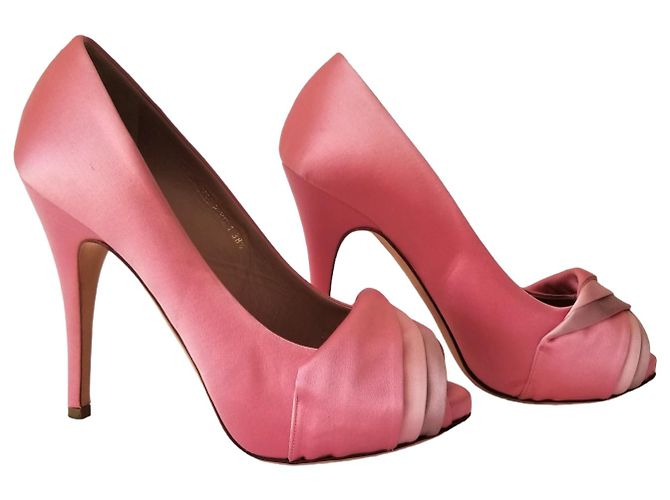 Valentino Garavani Décolleté Valentino in seta rosa - vista 5