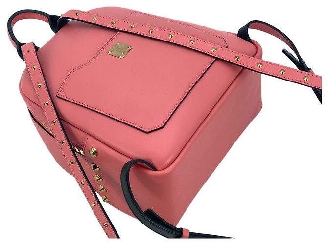 MCM Coral Blush Duchess Polke Studs Mini Leder Backpack Small Koralle - Ansicht 5