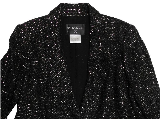 Crociera Chanel Nera e Argento 2011 St. Giacca in tweed Tropez taglia FR 48 Nero - vista 5