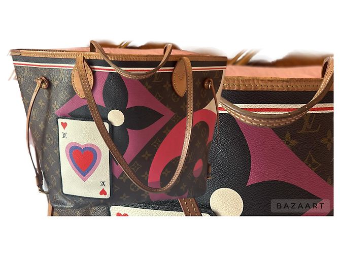 Borsa a mano Louis Vuitton Neverfull Game On in Pelle Marrone Scuro - vista 2