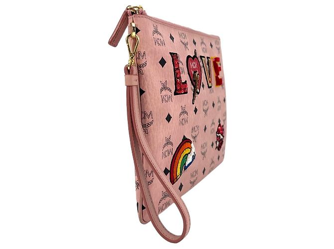 MCM LOVE Patch Pouch Pochette Pink Borsa pochette Borsa rosa Edizione limitata - vista 3