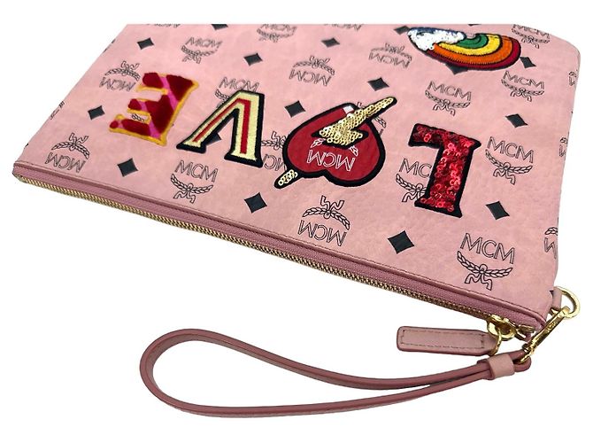 MCM LOVE Patch Pouch Pochette Pink Borsa pochette Borsa rosa Edizione limitata - vista 6